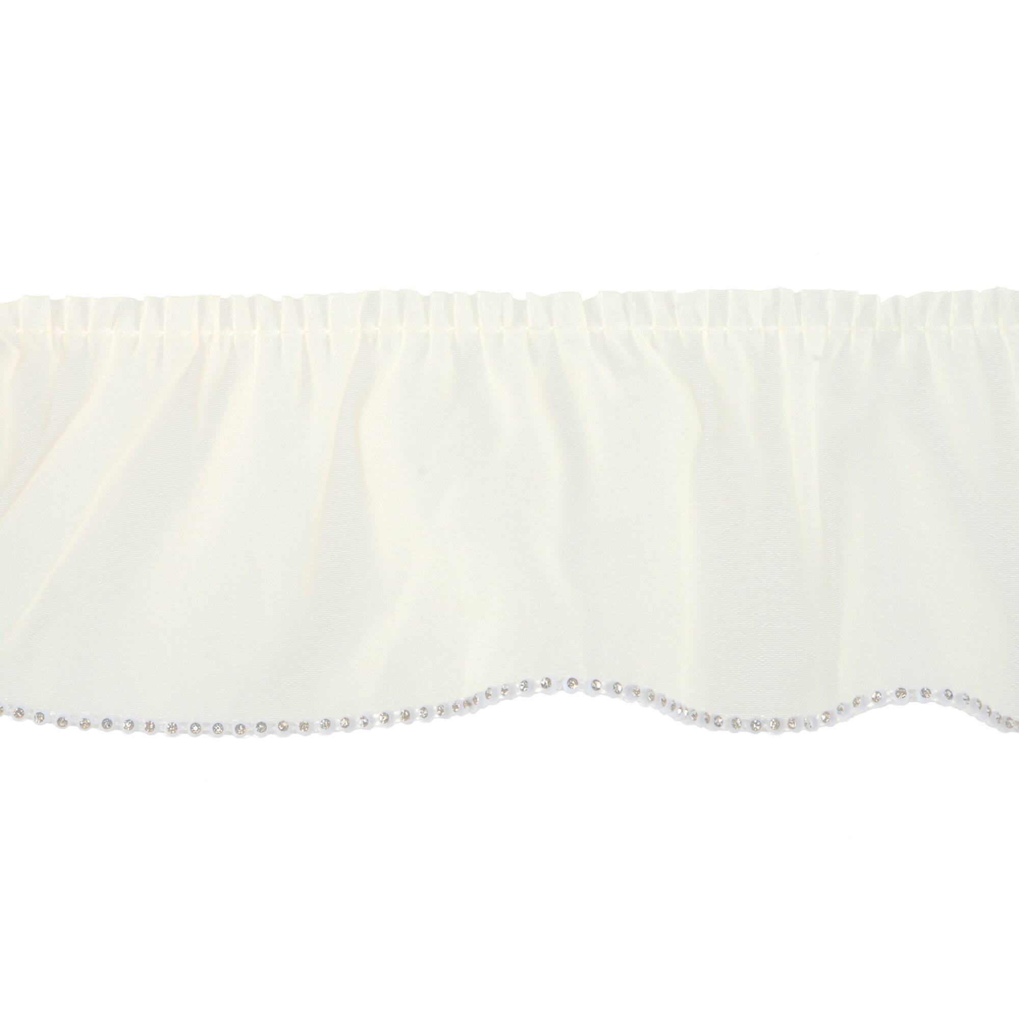 2.5" White Sheer Pleat with Rhinestone Trim by Celebrate It®